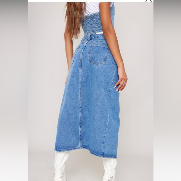 PRETTY LITTLE THING denim slit skirt size UK10 - Picture 4 of 8